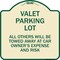 Signmission Valet Parking All Others Towed Away Car Owners Expense & Risk Alum Sign, 18" L, 18" H, TG-1818-22762 A-DES-TG-1818-22762 - alternate 1